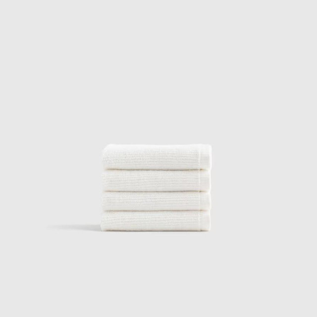Turkish Ribbed Quick Dry Washcloth (Set of 4) in White