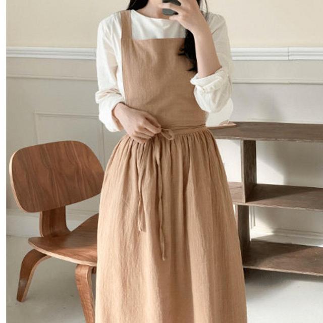 Apron Dress for Women Linen Cotton (Sage, Only Apron)