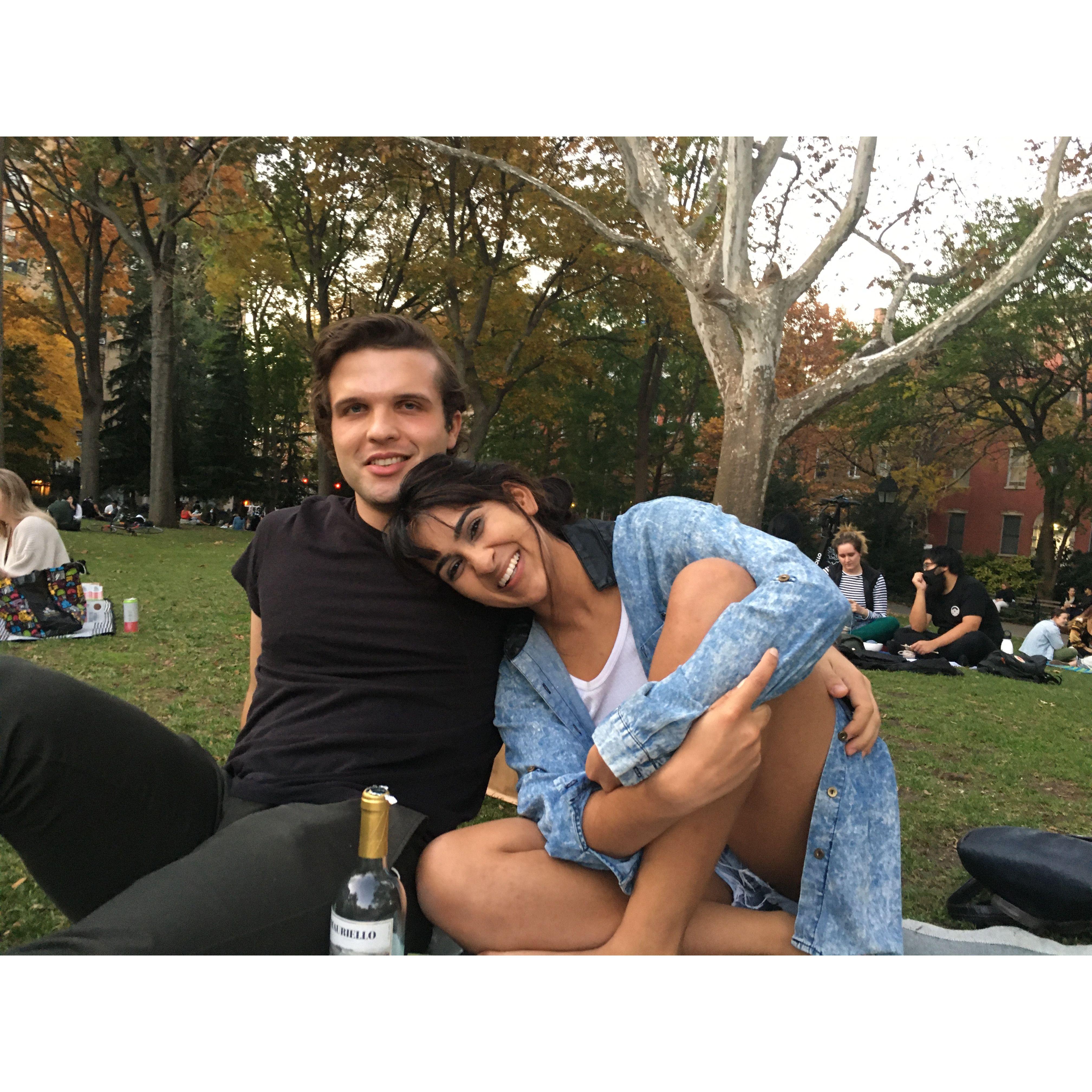 Our first photo in Washington Square Park, taken by Stephanie :)