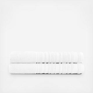 Bold Stripe Solid Cotton Hand Towel, Set of 2