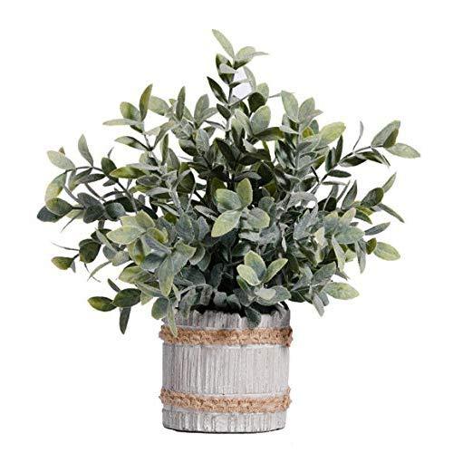 MIAIU Small Potted Artificial Plants Plastic Fake Greenery Topiary Shrubs for Home Office Farmhouse Bathroom Tabletop Indoor Decor (reen Rosemary Large)
