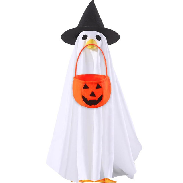 DIYDEC Halloween Goose Outfit Ghost Lawn Porch Goose Clothes Fall Halloween Goose Costume for 23" Geese Outdoor Patio Yard Lawn Decoration