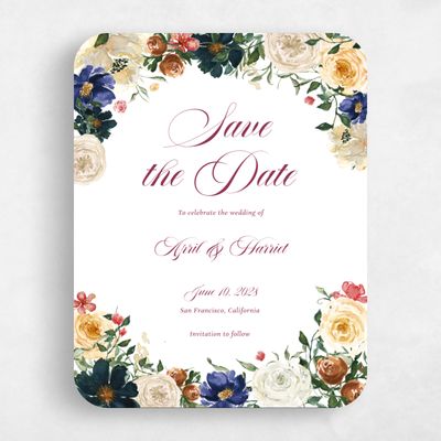 Yellow Rounded Wedding Save the Date - Moderna Portrait