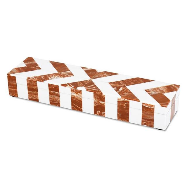 Handicrafts Home Handmade Chevron Pattern Decorative Box - Storage Organizer, Decor Centrepiece, Memory Keepsakes, Home Decor - Boho Style Treasure Box, Multipurpose Gift - Brown, 10x2.5x1.5