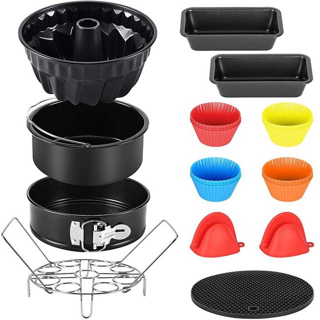 Esjay Cake Pan Set for Instant Pot 6,8Qt,Ninja Foodi 6.5,8Qt,Toaster Oven,Round Cake Baking Pan,Fluted Cake Pan,Springform Pan,Loaf Pan,Muffin Pan,Accessories for Instant Pot Air Fryer Pressure Cooker