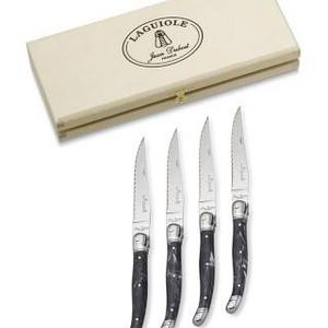 Laguiole Jean Dubost Steak Knives, Set of 4, Marble Black