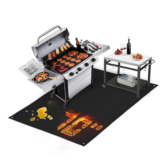 TOHONFOO 70 x 48 in Grill Mats for Outdoor Grill, Fireproof Griddle Mats Compatible with Blackstone to Protect The Deck, Griddle Accessories Compatible with Blackstone - 0.6mm