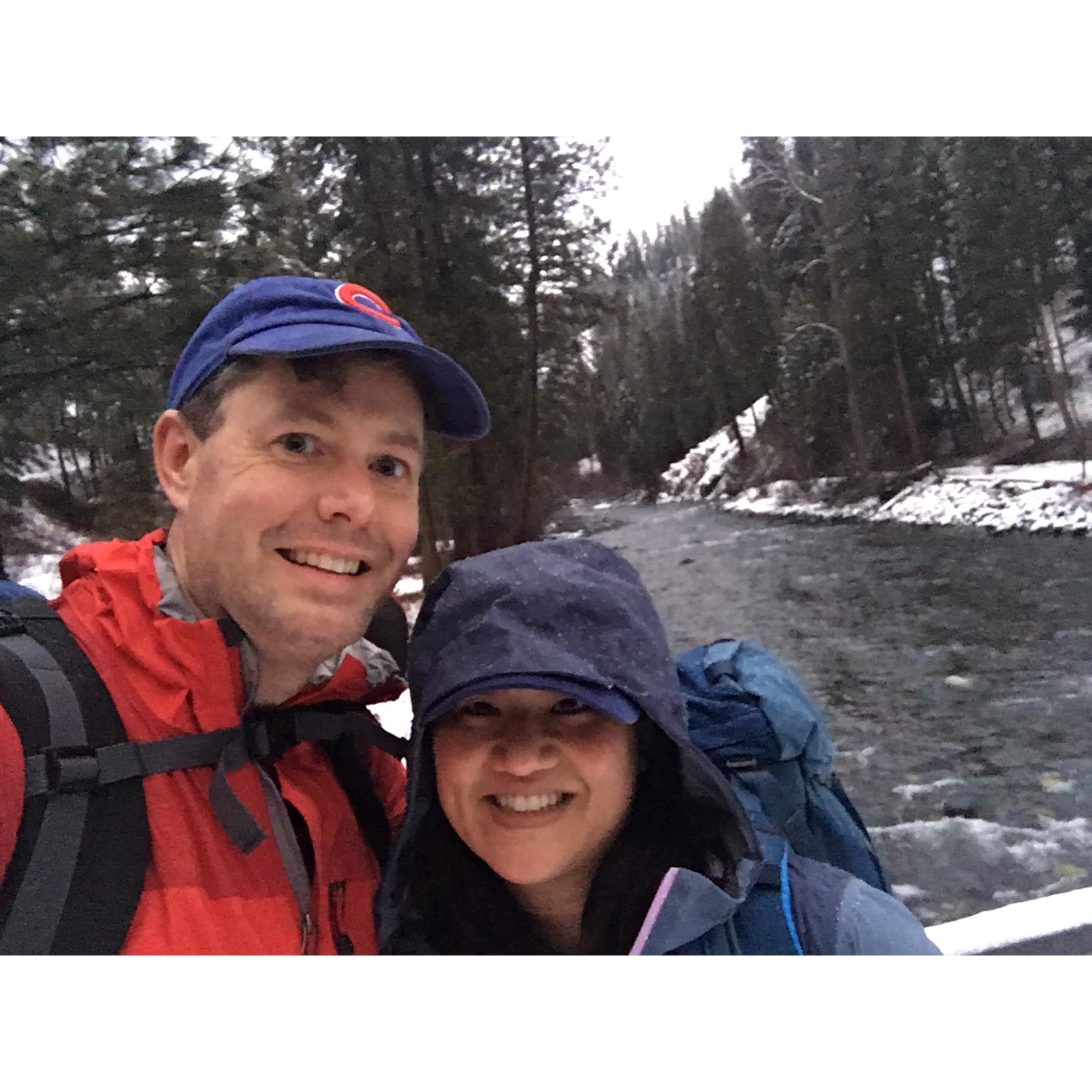 Hiking to the cabin