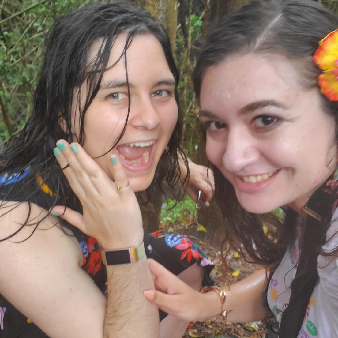 Maui engagement! (Danielle calls it the counter-proposal) We got caught in the rain by a waterfall and got completely drenched.