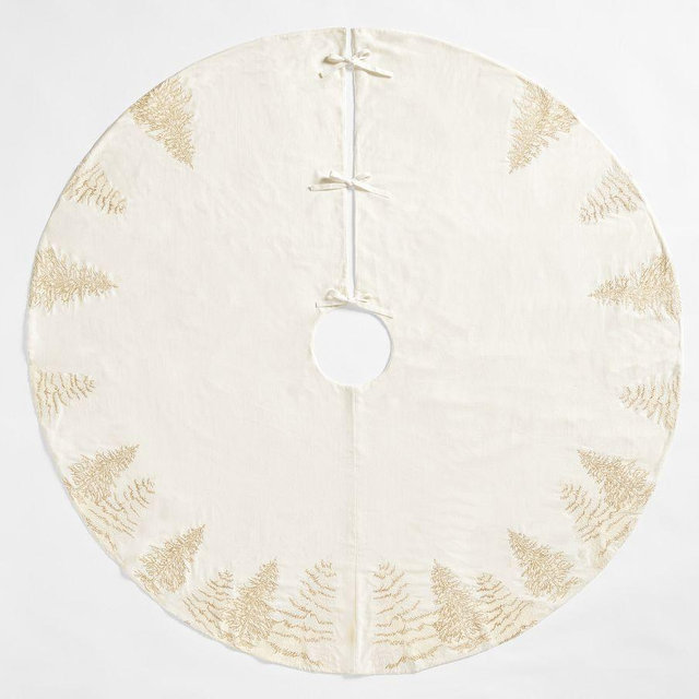 Conell Tree Skirt, 60", Ivory/Gold