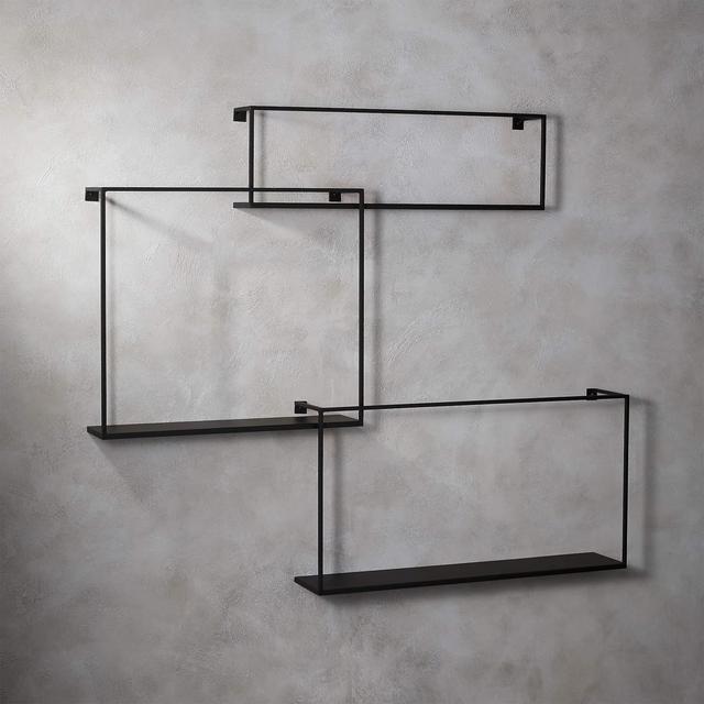 Matte Black Large Floating Shelves Set of 3