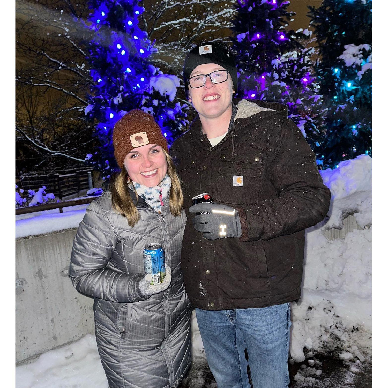 Visiting Christmas lights in the middle of a snow storm