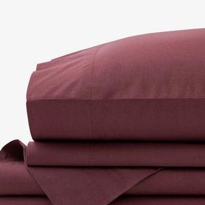 Classic Cool Cotton Percale Bed Sheet Set - Plum, Queen1