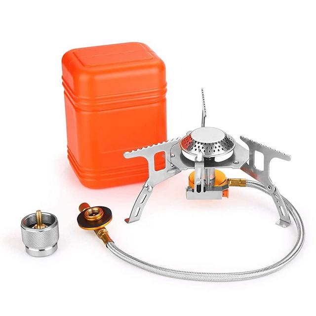 WADEO 3700W Camping Gas Stove, Portable Backpacking Stove with Piezo Ignition, Portable Burner, Camping Stove Adapter and Carrying Case for Outdoor Camping, Hiking