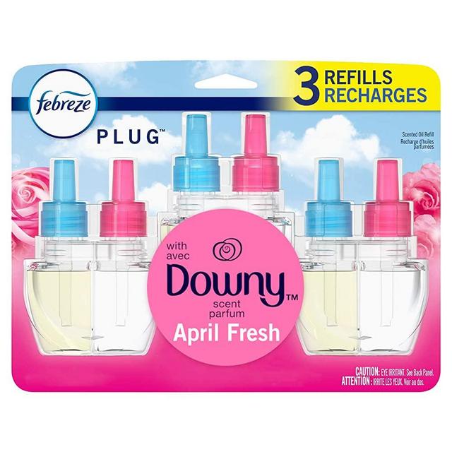 Febreze Plug in Air Fresheners, Downy April Fresh, Odor Eliminator for Strong Odors, Scented Oil Refill (3 Count)
