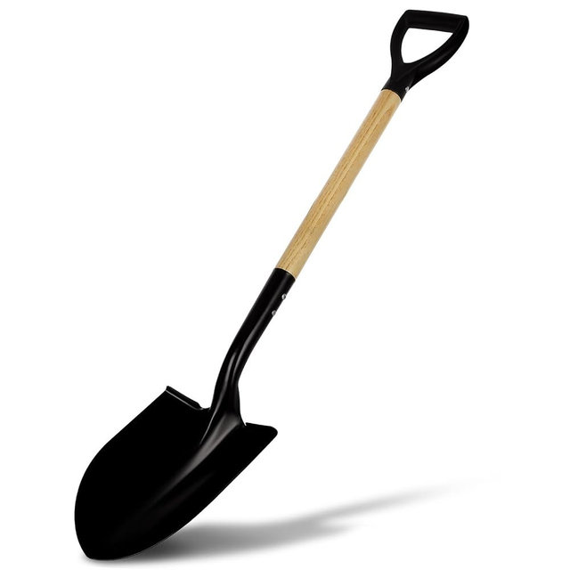 41-Inch Round Heavy Duty Digging Shovel, Wooden Handle with D-Grip & Alloy Steel Head, Ideal for Garden, Construction, and Masonry - Perfect for Digging Soil, Dirt, and Gravel