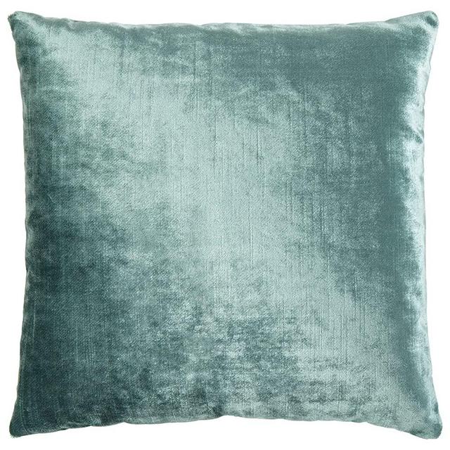 Rivet Contemporary Shiny Luxe Velvet Throw Pillow - 17 x 17 Inch, Sterling