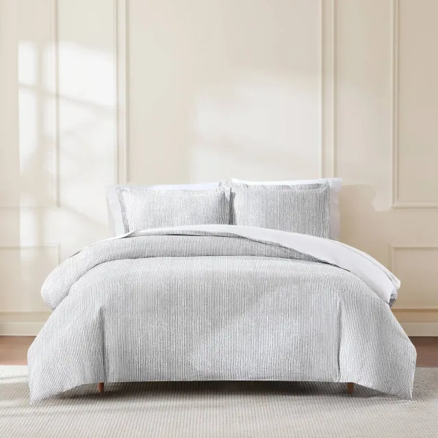 Lush Décor Full/Queen Lima Stripe Cotton Duvet Cover Gray