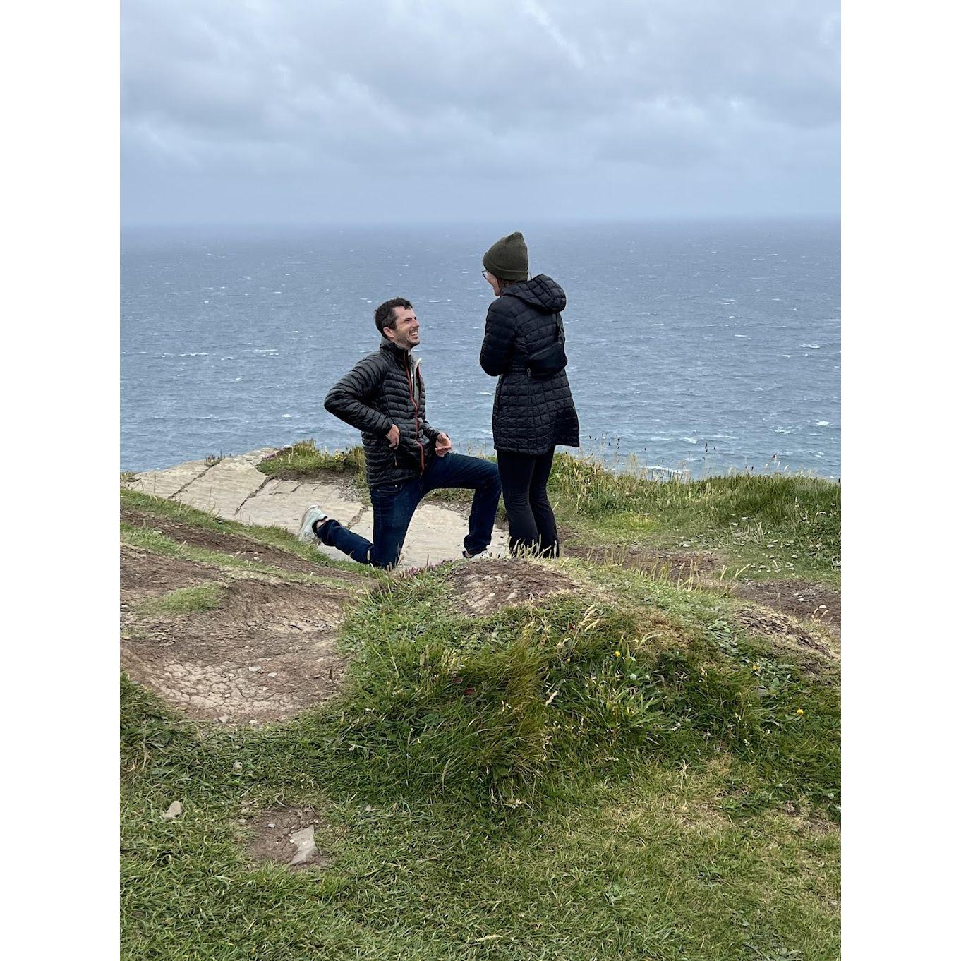 Connor proposed at the Cliffs of Moher in Ireland while on a family trip.