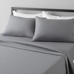 Dark Gray Solid, Amazon Basics Soft, Breathable, Wrinkle-free Microfiber 4 Piece Bed Sheet Set, 14-inch Deep Pockets, King