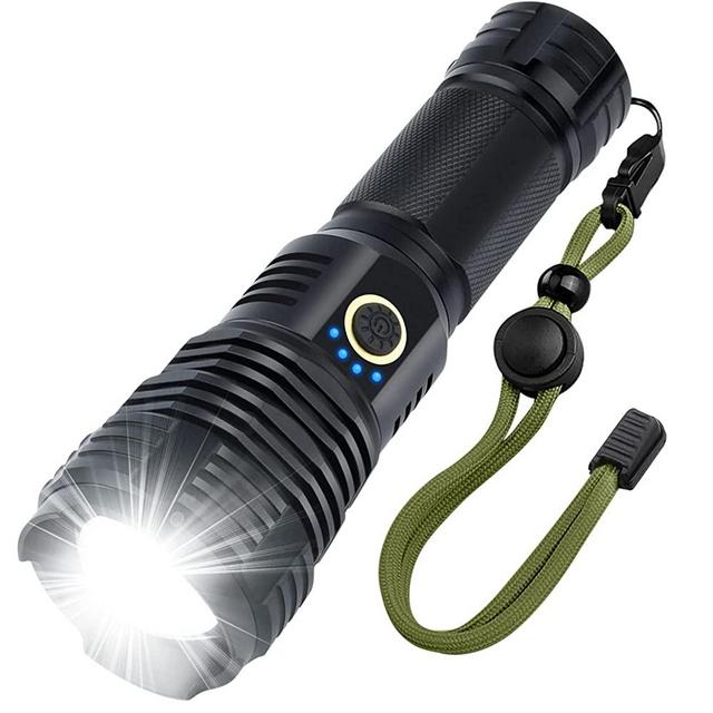 Rechargeable LED Flashlight High Lumens, 90000 Lumens Super Brgiht Tactical Flashlights,Flash Light Powered 26650 Battery & XHP70.2 LED, Zoomable & Waterproof Flashlights for Emergencies, Camping
