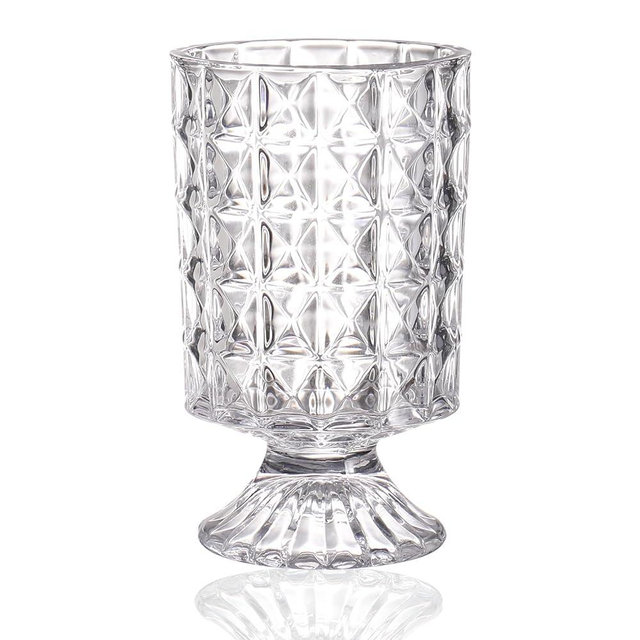 MCMCNCUIU Crystal Clear Glass Vase, Large Vase for Flowers, Pedestal Glass Vase for Living Room, Bedroom, Dining Table, Birthday, Wedding, 7 inch