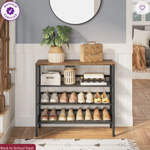Alheide 5 Tier 20 Pair Shoe Rack - Brown, 27.2"H x 29.5"W x 11.8"D