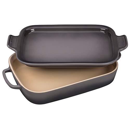 Le Creuset Stoneware Rectangular Dish with Platter Lid, 14 3/4" x 9" x 2 1/2", Oyster