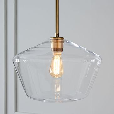 Sculptural Glass Geo Pendant - Brass