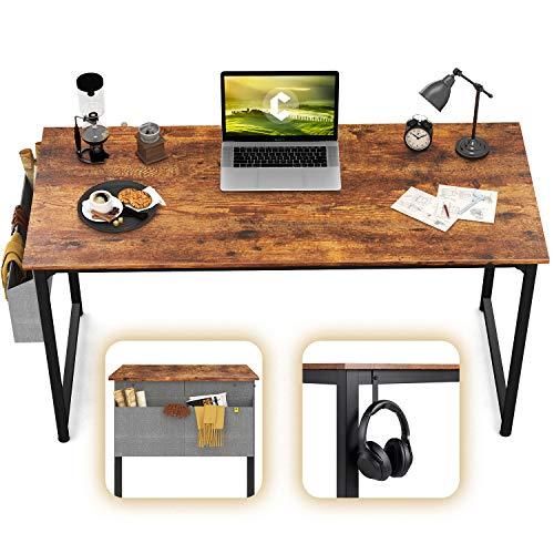 CubiCubi Computer Desk 47" Study Writing Table for Home Office, Industrial Simple Style PC Desk, Black Metal Frame, Rustic