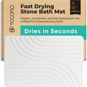 Stone Bath Mat Diatomaceous Earth Shower Mat Non-Slip Super Absorbent Diatomite Stone Bath Mats for Bathroom Floor Quick Drying Natural Easy to Clean (23.5 x 15) - Sandstone