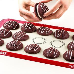 Bakeitfun Silicone Non-stick Multipurpose Kitchen Tool, Microwave and Dishwasher Safe Cookie Mat with Measurements, 11-Inch-by-16.5-Inch, Cookie Raspberry Red
