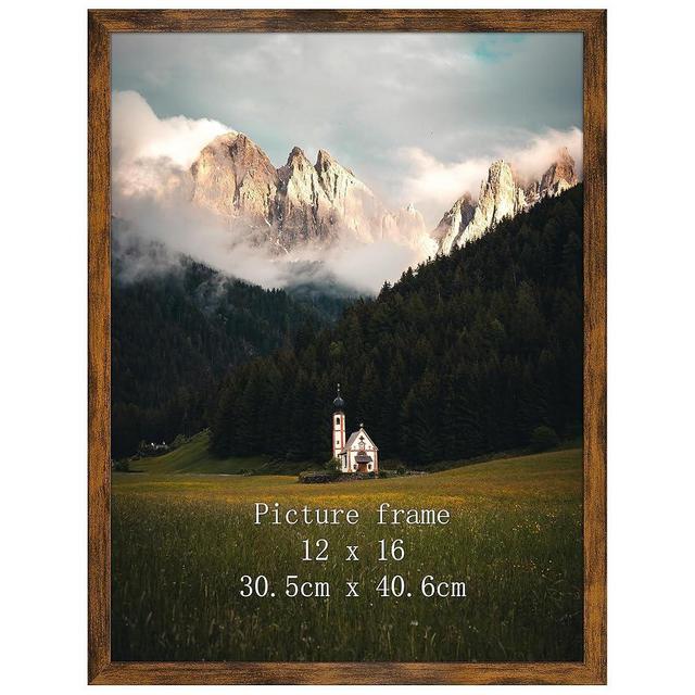 Giftgarden 12x16 Picture Frame Rustic Brown, Fit 30x40cm Diamond Painting Art, 16x12 Thin Poster Photo Frame for Wall Display, Single