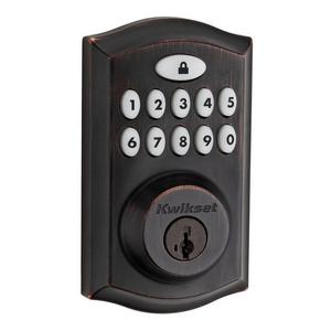 SmartCode 913 Venetian Bronze Single Cylinder Electronic Deadbolt featuring SmartKey