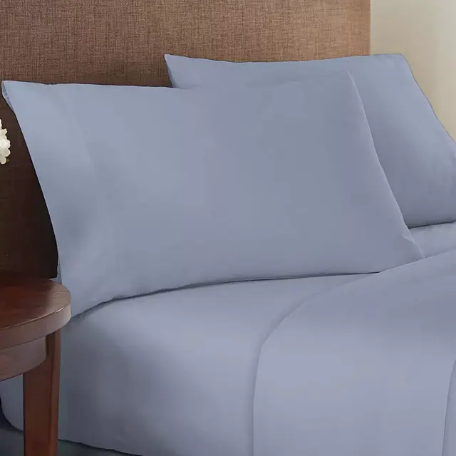Simply Essential™ Brushed Cotton Blend 225-Thread-Count Queen Sheet Set in Blue