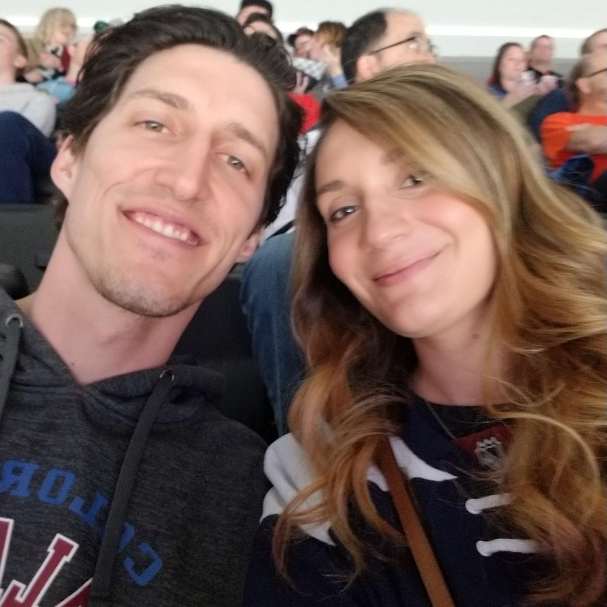 Us at an Av's game....I got him into Hockey 😀