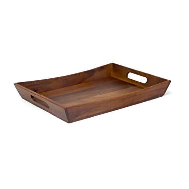 Lipper International 1165 Acacia Curved Serving Tray, 19.88" x 14" x 2.5"