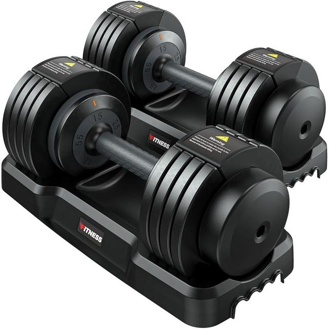 Rendpas Adjustable Dumbbells Set of 2, 1-Sec Adjustable Weights Dumbbells Set, 5 in 1 Free Adjustable Dumbbell Set with Anti-Slip Texture Handle, Weight Set For Home Gym Suit both Men and Women