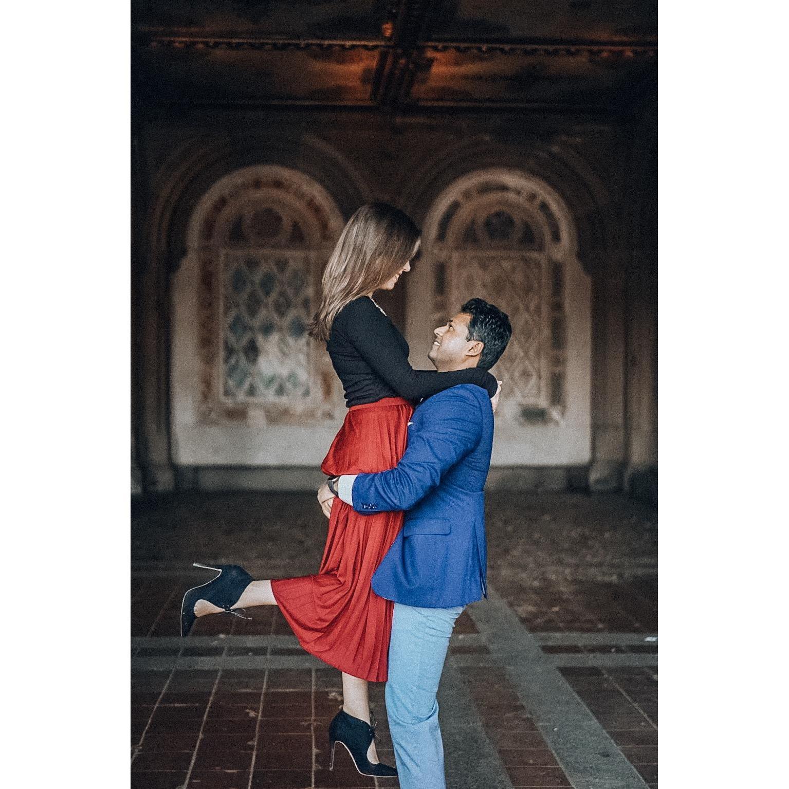 Engagement photo in Central Park, November 2019