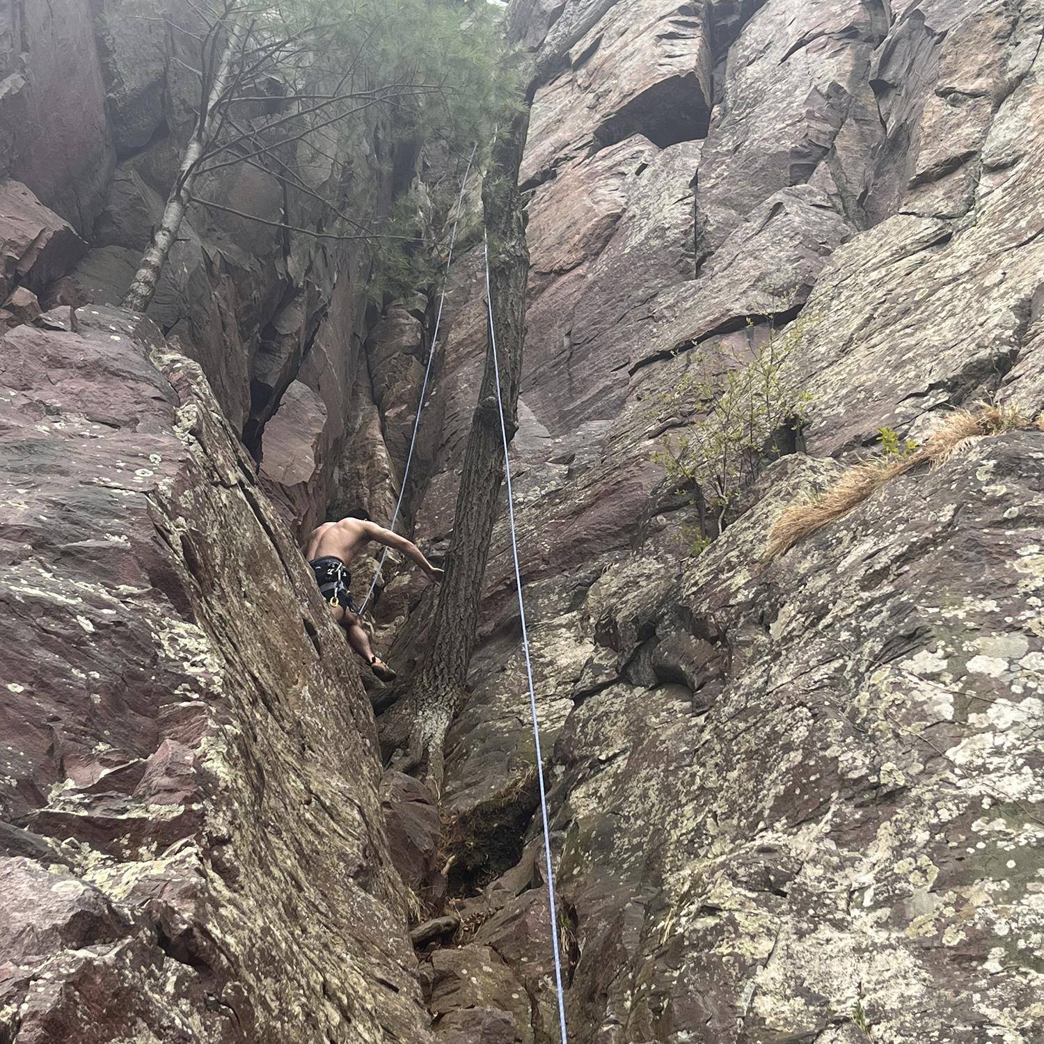 Carly belaying for Mitchell at Devil's Lake. This was a going away party for Carly and Mitchell! On to Colorado!