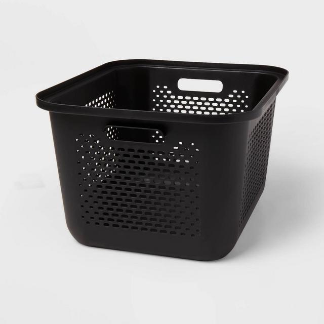 Medium Decorative Plastic Bin with Cutout Handles Charcoal - Brightroom™