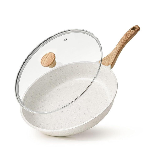 SENSARTE Nonstick Ceramic Frying Pan Skillet with Lid, 11 Inch Omelet Pan, Healthy Non Toxic Chefs Pan, Induction Compatible Egg Pan with Heat Resistant Handle, PFAS-Free