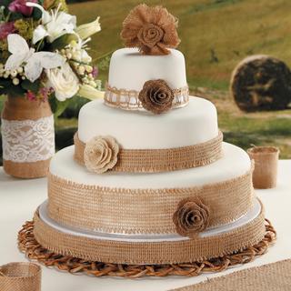 Brown Burlap Flowers, Set of 6