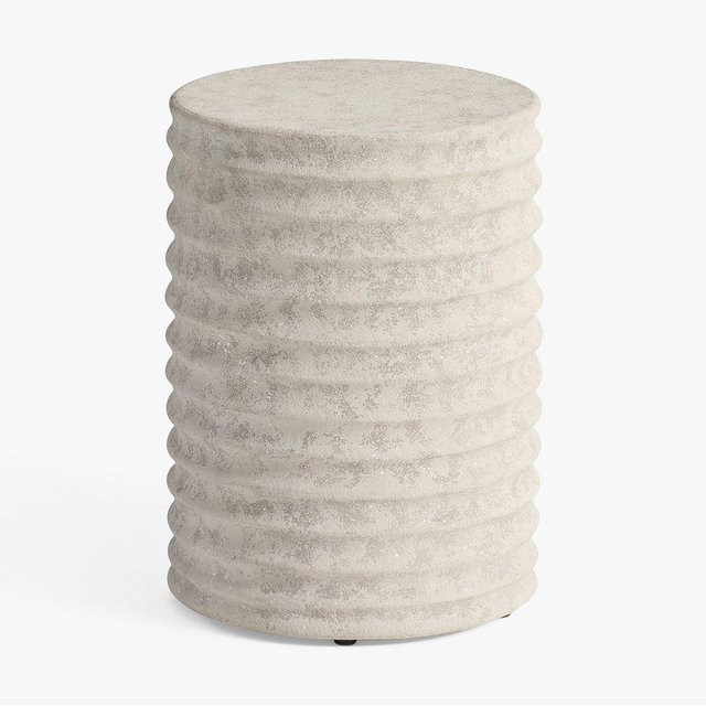 Naples Round 13" Outdoor Accent Table, Light Gray