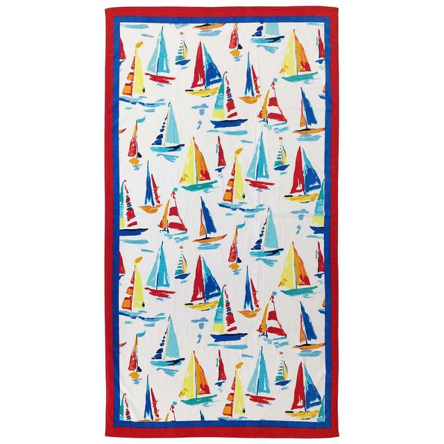 Martha Stewart Collection Painterly Ships Velour Beach Towel, Created for Macy's
