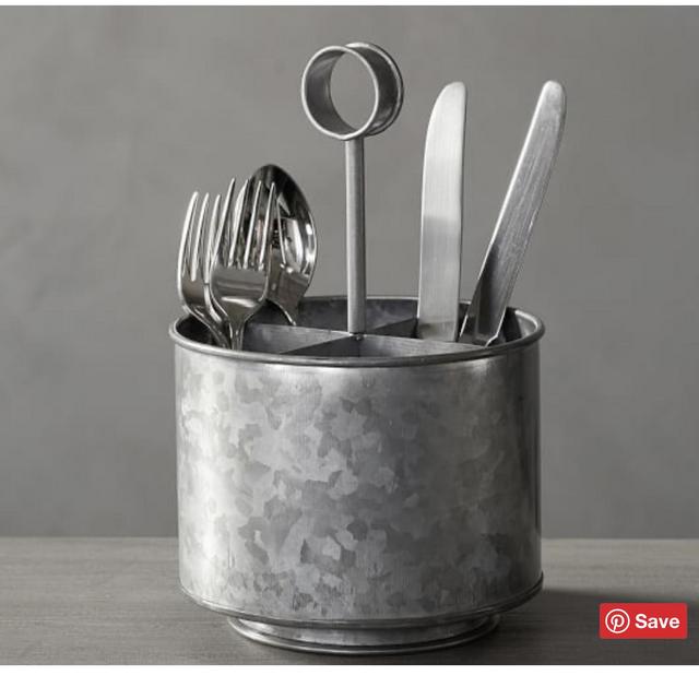 Galvanized Metal Flatware Caddy