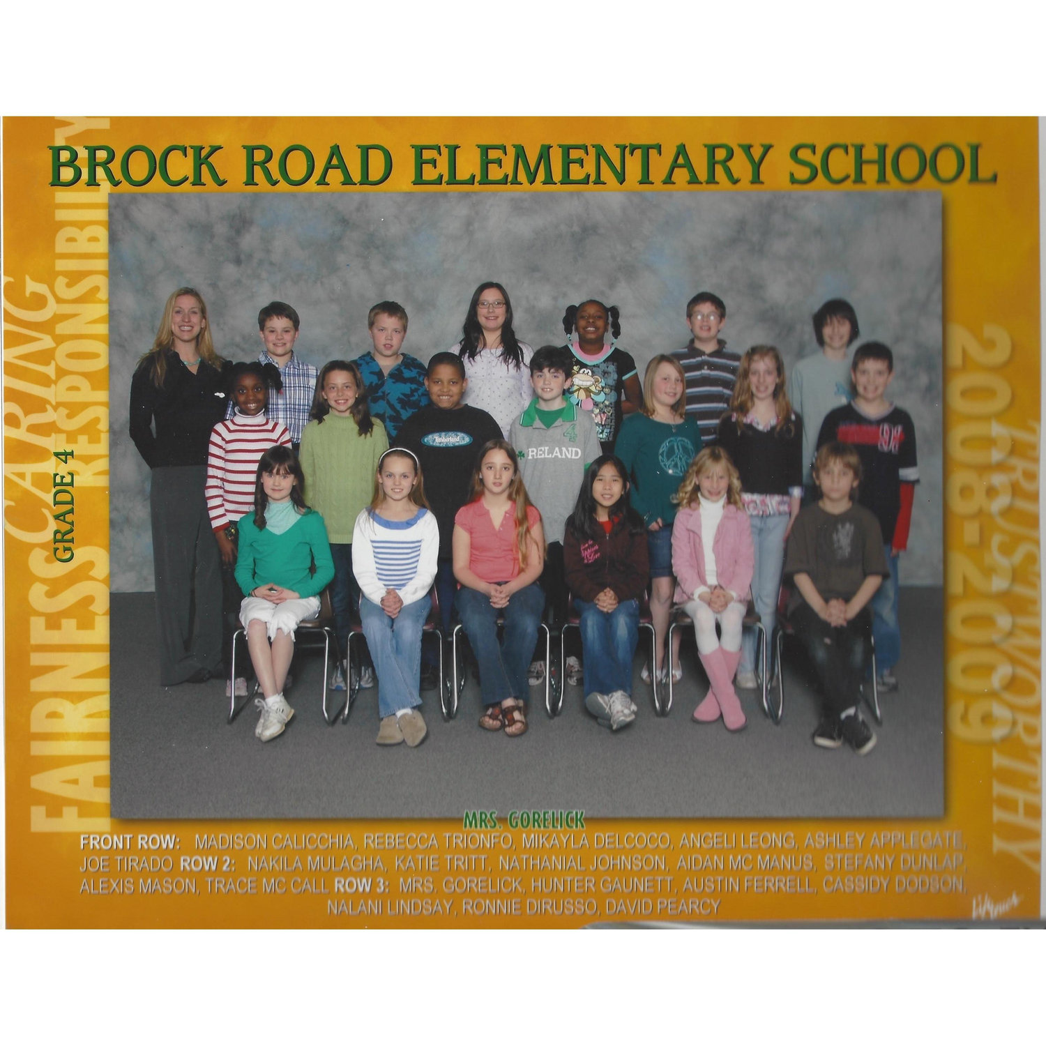 Fourth grade class photo: Cassidy is in the middle on the top row and Aidan is in the middle of the second row