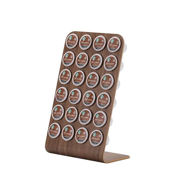 Coffee Pod Holder, K Pod Holder - 24 Pod Capacity K Cup Holder Organizer and K Cup Holder Wide, Coffee Bar Accessories Compatible with K Cup(Walnut)