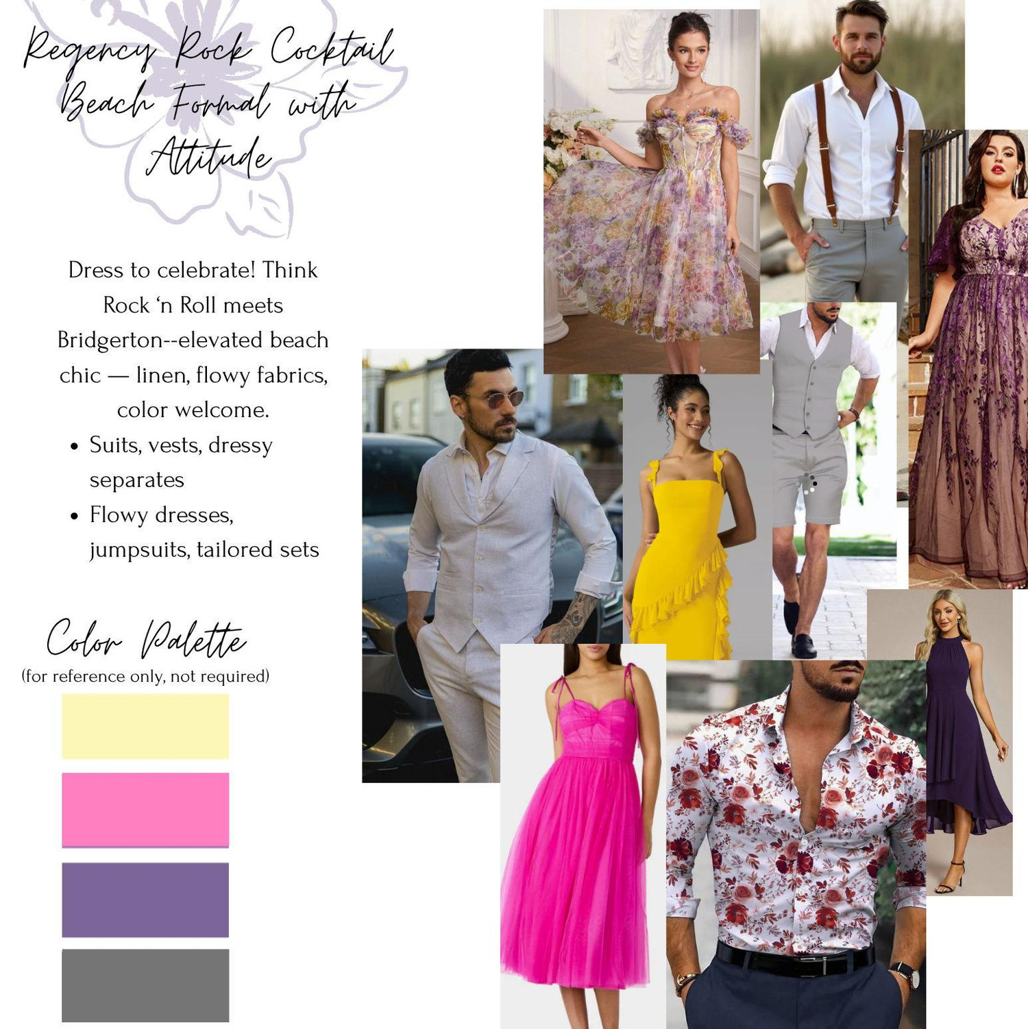 Our look board - Regency Rock Cocktail - Beach Formal with Attitude