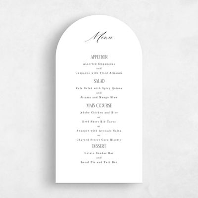 White Arch Wedding Menu - Palenque